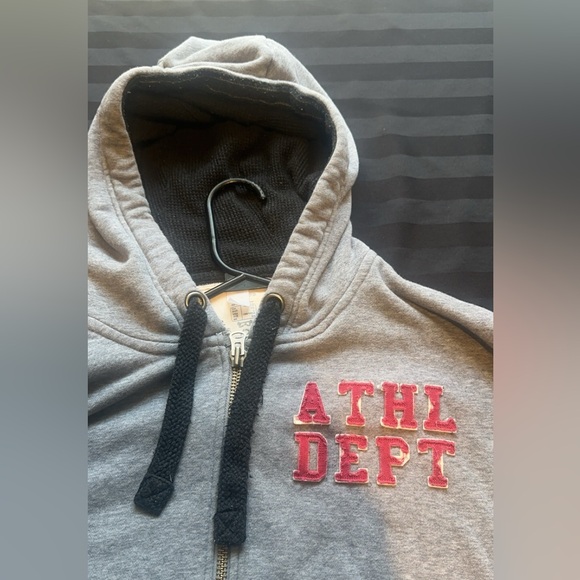 Domyos grey large hooded sweatshirt front pocket zipper relaxed fit comfy warm - Picture 3 of 7